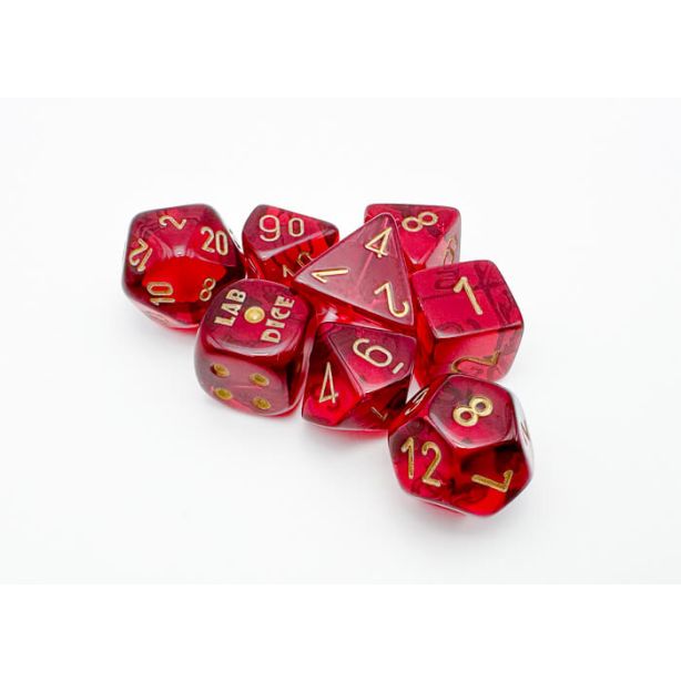 Lab Dice Translucent Crimson / Gold