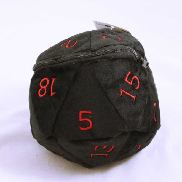 D20 Plush dice bag - svart