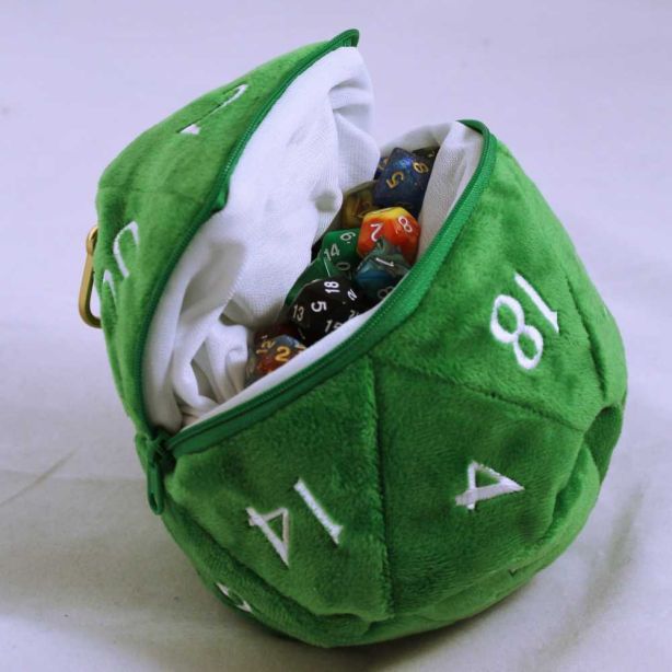 D20 Plush dice bag - grön