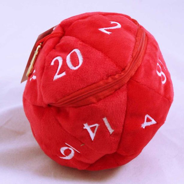 D20 Plush dice bag - röd