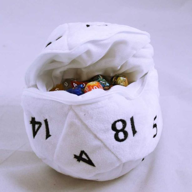 D20 Plush dice bag - vit