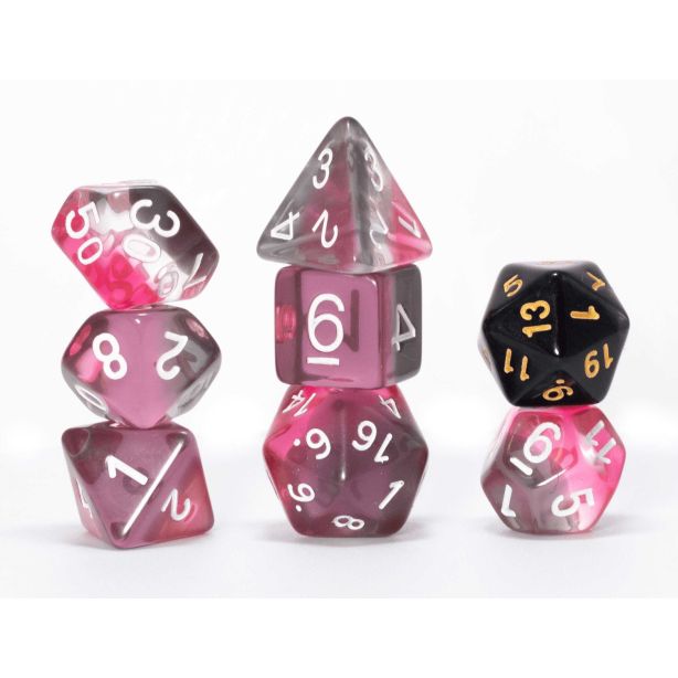 Pink Clear Black Dice Set